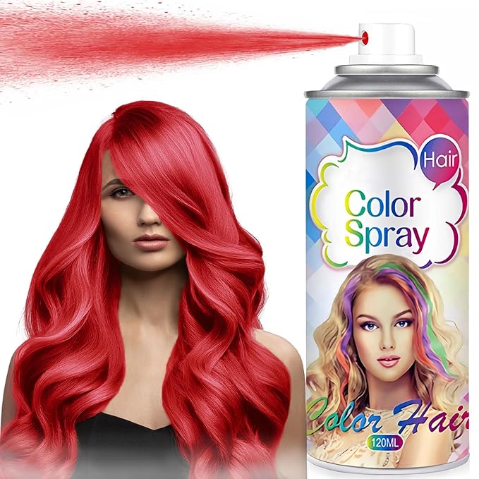 Temporary Hair Color Spray for Women Men Kids, Instant Vivid Temporary Hair Dye, One-Time Use Hair Color Wax Non-Sticky For Cosplay DIY, Christmas Party, Crazy Hair Day (Fired Red, 120ML)