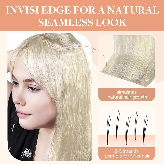 GOO GOO Invisi Edge Clip in Hair Extensions 22inch 150g 7Pcs Injected Seamless PU Clip in Hair Extensions, Virgin Real Human Hair, 17/22/60 Balayage Ash Blonde