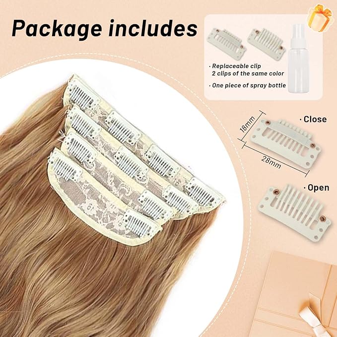 Clip in Hair Extensions for Women 20 Inch Copper Red Hair Extension Long Wavy Hair Extension Thick Hairpieces Long Clip in Hair Extensions(20INCH, 30/44B)
