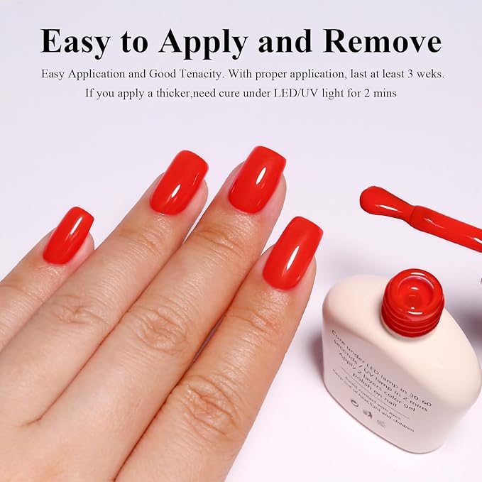 Imtiti Red Gel Nail Polish, 1Pcs Neon Red Soak Off UV LED Gel Polish, Long Lasting, Nail Art Manicure Salon DIY at Home for Spring and Summer (0.34 Fl Oz-367)