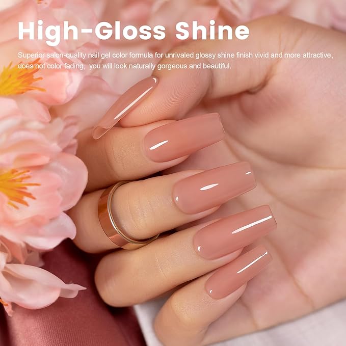 RARJSM Nude Gel Nail Polish Seashell Pink Neutral Skin Tone Sheer Jelly Gel Polish 1PC 15ml Single Bottle Cream Transparent Pink Nail GelPolish Soak off UV LED Cured for Home Salon DIY Manicure