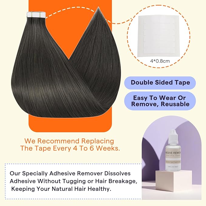 Full Shine Tape in Hair Extensions Color 1C Mocha Brown 18 Inch Fashion Natural Double Sided Remy Hair Extensions Real Human Hair Tape in 50g Straight Seamless Skin Weft 20PCS for Women