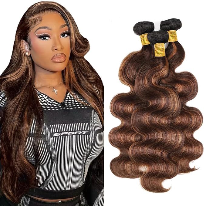 P430 Human Hair Bundles Highlight Body Wave Bundle 4/30 Body Wave 3 Bundles 18 20 22 Brazilian Unprocessed Virgin Hair Extensions