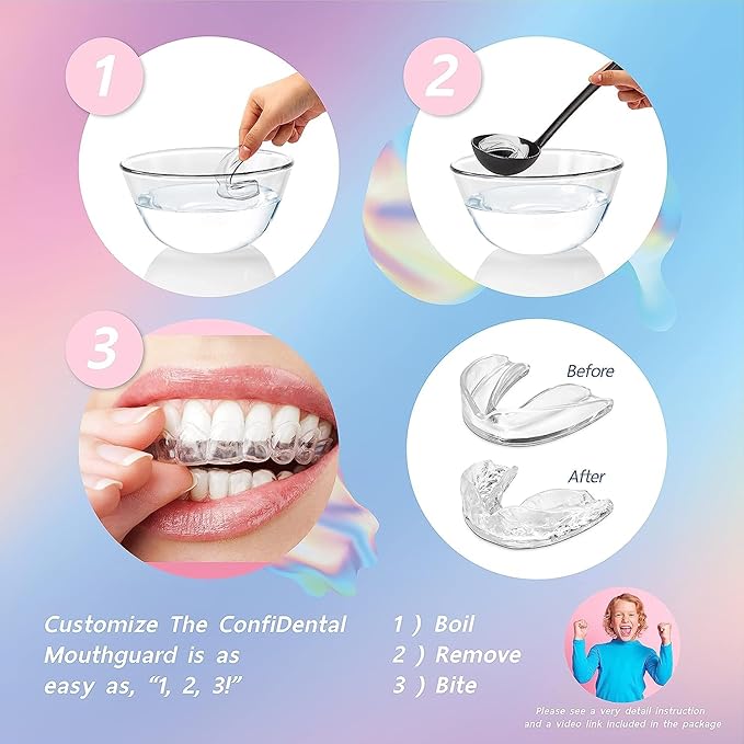 The ConfiDental Mouth Guard for Grinding Teeth at Night - 2 Models for Child or Small Mouth Pack of 6 Moldable Dental Night Guards for Teeth Grinding and Clenching Teeth Grinding Mouth Guard for Sleep