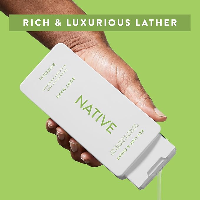 Native Body Wash Contains Naturally Derived Ingredients | For Women & Men, Sulfate, Paraben, & Dye Free Leaving Skin Soft and Hydrating | Key Lime & Sugar 18 oz