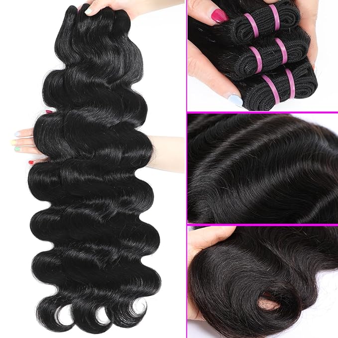 15A Raw Human Hair Bundles Body Wave Human Hair,Triple Lifespan Indian Virgin Hair,No Tangle Shedding,Multiple Washes Keep Texture Silky Soft (3 Bundles Natural Color, 20 22 24 Inch)