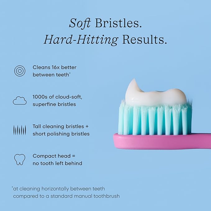 Cocolab Cocobrush, Ultra-Soft Manual Toothbrush, Dentist-Designed, Gentle on Gums, Made from Recycled Plastic, Cherry Blossom