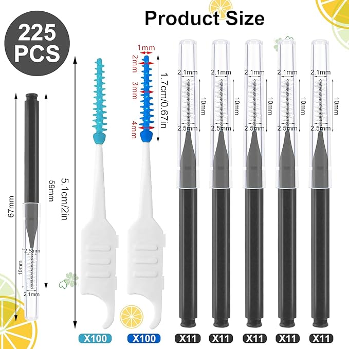 255 Pieces Braces Flossers for Braces, Interdental Brush Soft Dental Floss Picks Braces Cleaning Kit Toothpick Dental Brush Braces Teeth Flossers Brushes for Tooth Cleaner(Black)