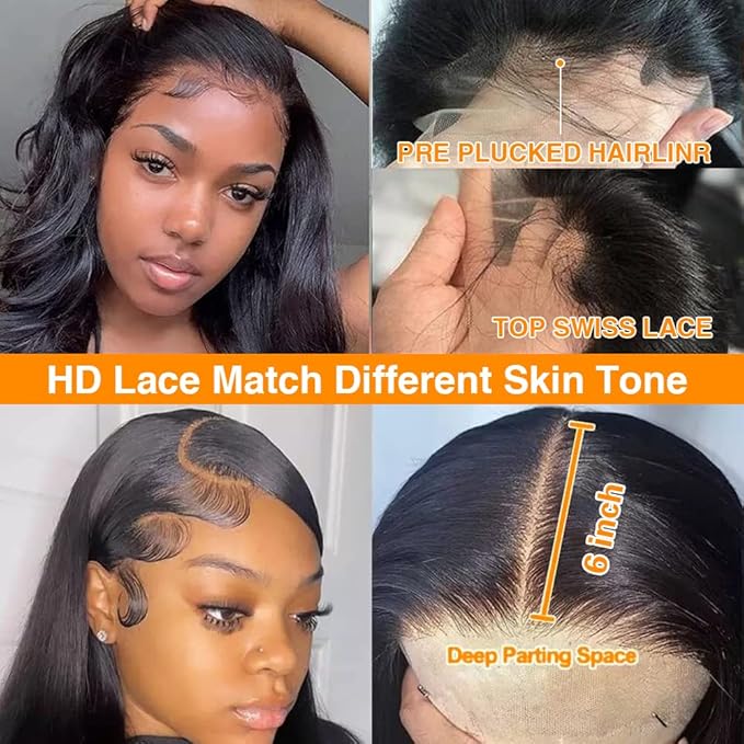 CHEETAHBEAUTY 13x6 Lace Front Wigs Human Hair 26Inch HD Transparent Lace Frontal Wigs 220% Density Brazilian Virgin Straight Human Hair Wigs for Women Pre Plucked with Baby Hair Natural Color