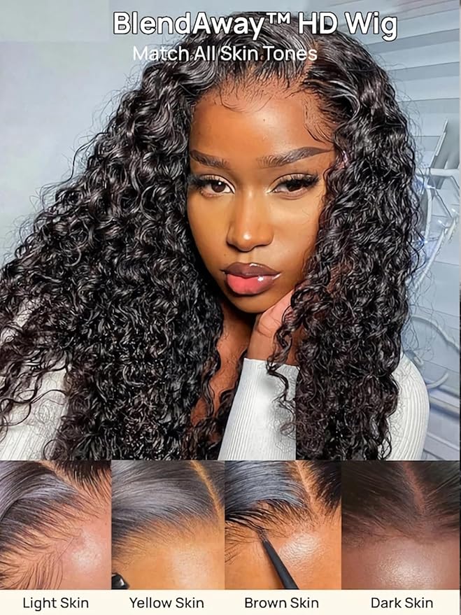 Julia Hair 12A Bye Bye Knots Glueless Wig Water Wave 7x5 Pre Cut HD Lace Closure Wigs Human Hair Wear and Go Pre Plucked for Beginners Wet Wavy Lace Front Wigs Brazilian Hair Natural 24 Inch