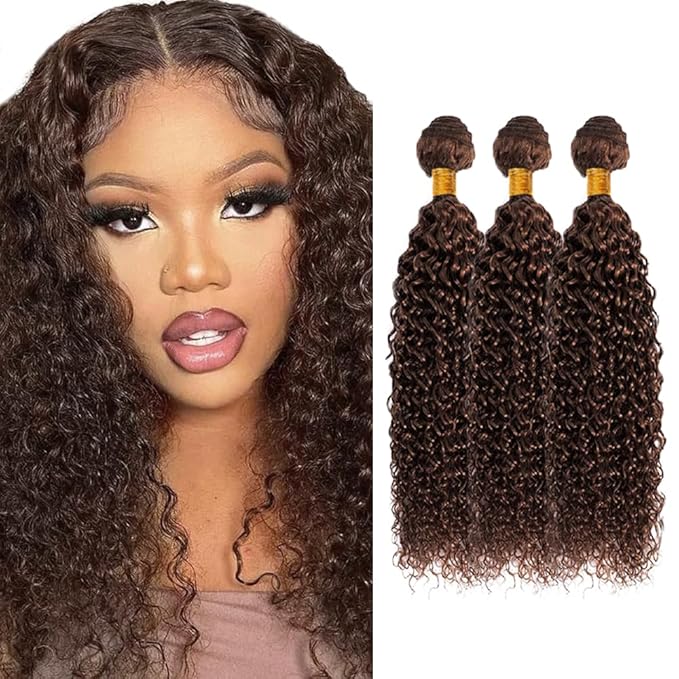 Chocolate Brown Bundle Dark Brown Curly Wave Human Hair Bundles 20 22 24 inch #4 Wet and Wavy Bundle