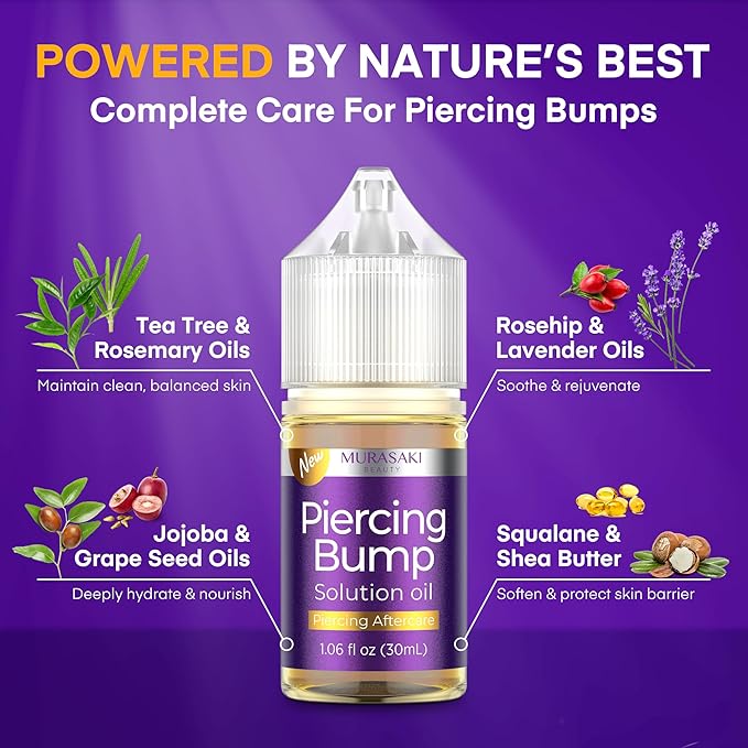 MURASAKI BEAUTY Piercing Bump Solution Oil, 1.06 fl oz, Aftercare Treatment (2 Pack)