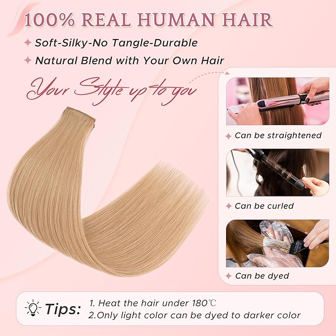 SEGO Clip In Short Hair Extensions Real Human Hair Single 6 Pcs Individual Clip Ins Remy Straight Soft Seamless Hairpieces for Women -12 Inch #27 Dark Blonde