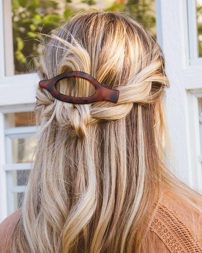 6 PCS French Flat Hair Clips for Women 2 Styles Large Matte Flat Claw Clips Strong Hold No-Slip Duckbill Hair Barrettes for Lying Down, Driving,Yoga(Leopard)