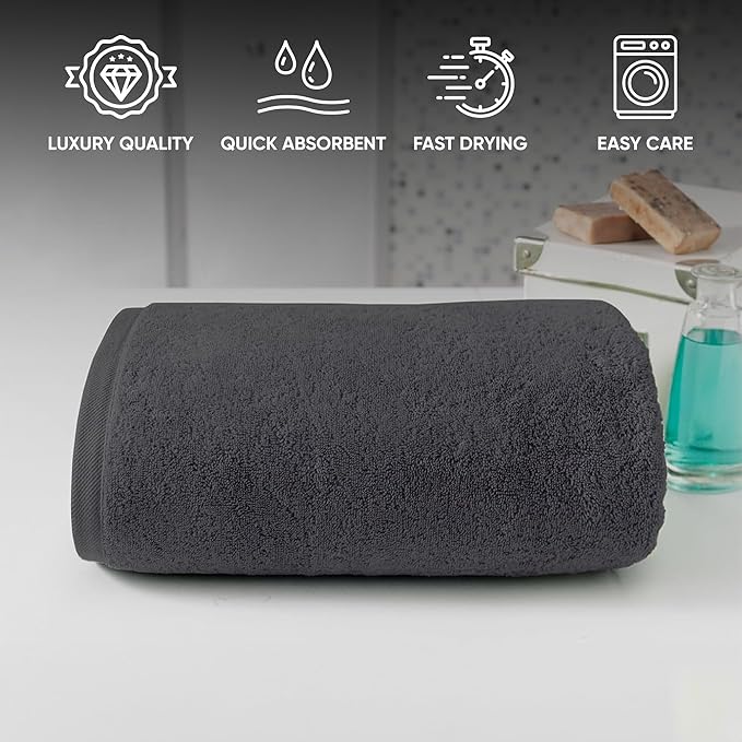 Classic Turkish Towels CTT - Premium Turkish Jumbo Bath Sheet, 100% Turkish Cotton, Absorbent & Ultra Comfy Bath Towel Sheets for Hotel & Spa | 40"x80" (Gray)