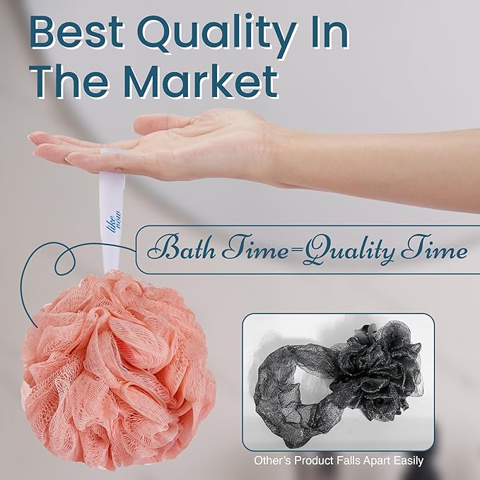 Bath Loofah Sponge for Men & Women - 75g/PCS Large Size Loofah Bath Pouf 4 Pack, Multi Colors Mesh Shower Puffs for Body Men - Gentle Body Wash Sponge for Exfoliating Body & Smooth Skin Care