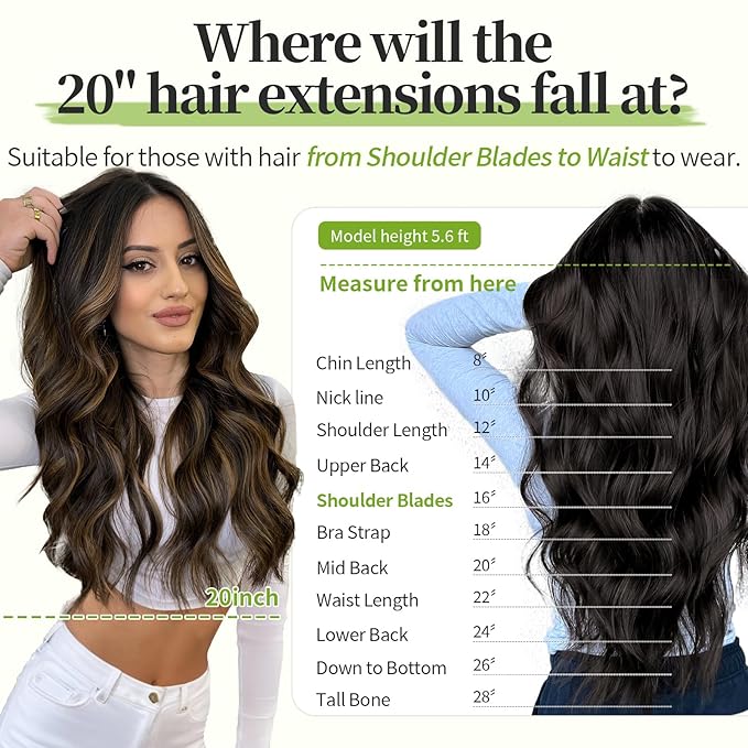 KooKaStyle Invisible Wire Hair Extensions with Transparent Headband Adjustable Size 4 Secure Clips Long Wavy Highlight Hairpiece 20 Inch H2/426alayage Dark Brown to Chestnut for Women