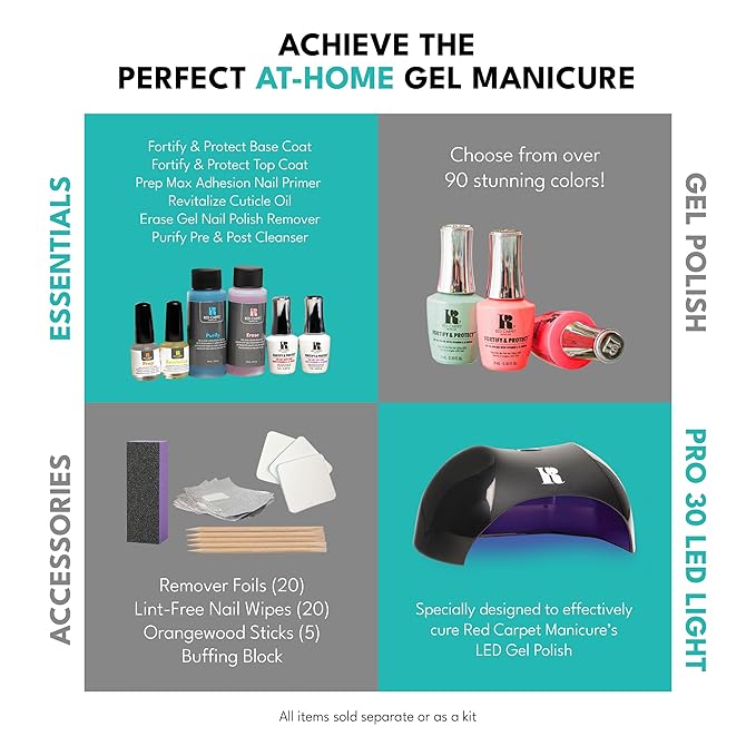 RC Red Carpet Manicure Fortify & Protect Soft Purple Crème Gel Polish for Strong, Healthy Nails - Infused with Vitamin A & Biotin - (Lavender Skies) Led Nail Gel Color, 0.3 Fl Oz