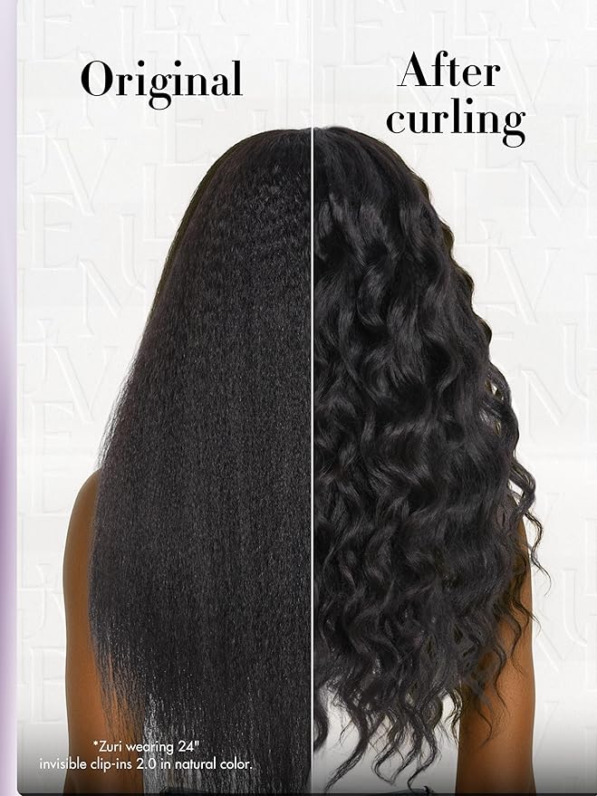 LUVME Invisible Clip in Hair Extensions, Kinky Straight Real Human Hair 16 Inch 2 Pack 220g 14pcs Clip ins Hair Extensions Natural Black for Women