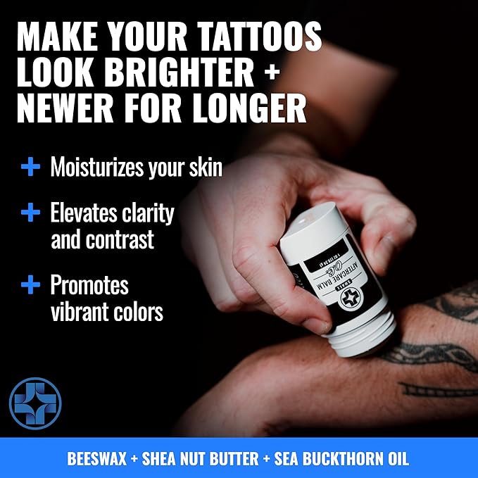 Saniderm Original Tattoo Aftercare Balm - Small (1.0 oz) – Petroleum-Free, Fragrance-Free Natural Tattoo Moisturizer Made with Hydrating Shea Butter – Heals New Tattoos, Rejuvenates Old Tattoos
