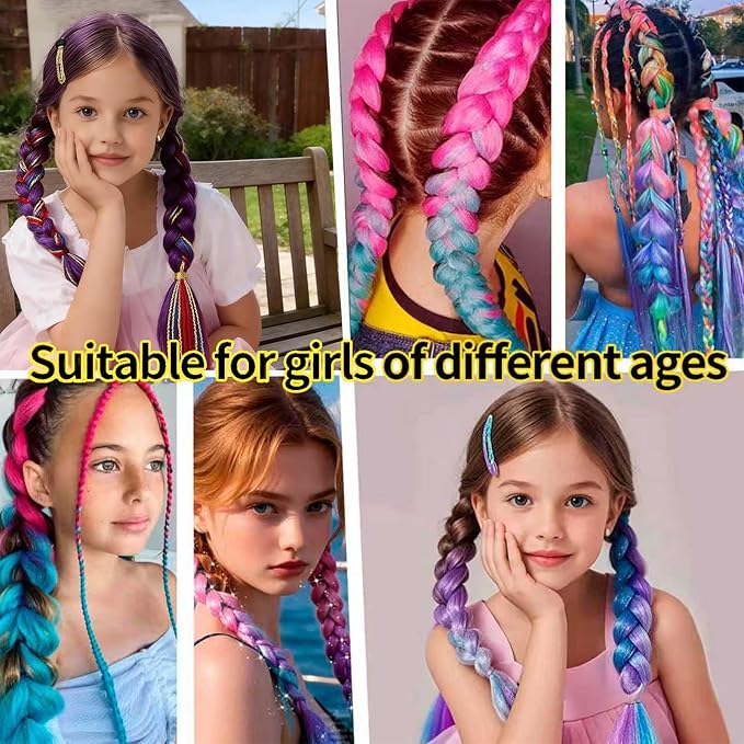 2 Pack Braid Ponytail Extensions, 26 Inch Braided Ponytail Wig with Elastic Tie for Girls (Light Purple, 26 Inch)