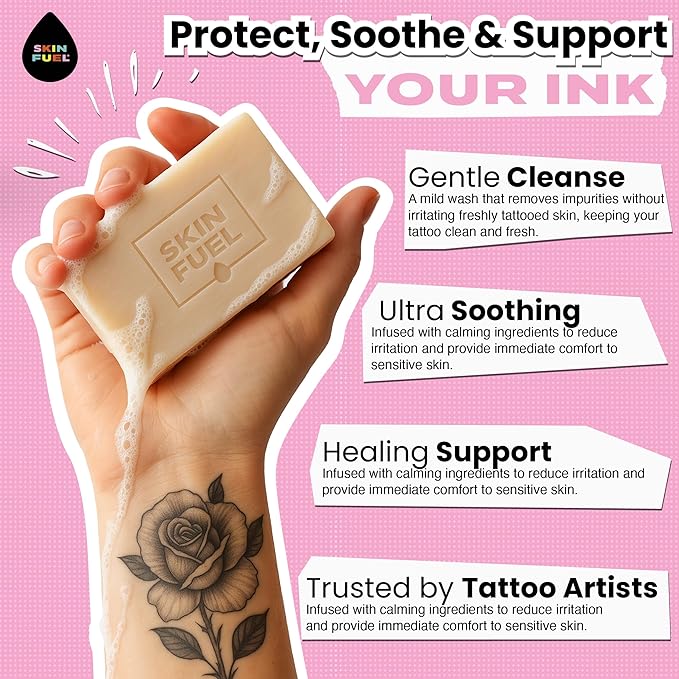 Tattoo Aftercare Kit – Cream & Unscented Soap for Tattoos with Jojoba Seed Oil, Shea Butter & Aloe – Plant-Powered Healing Ointment & Tattoo Wash for Fresh & Long-Term Ink Care (2-Piece Set)