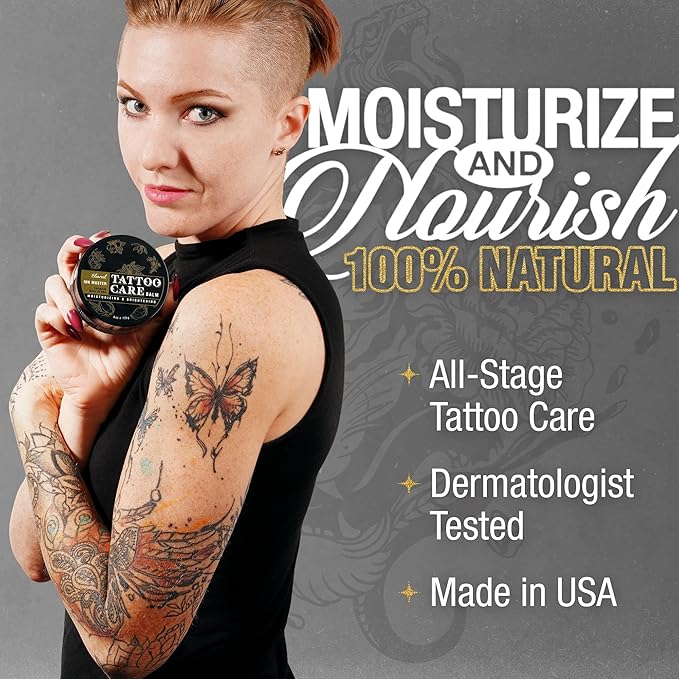Ebanel Tattoo Balm 6oz, Premium Tattoo Aftercare Cream Brightener Ink Color Enhancing Butter Moisturizer with Herbal Essences and Essential Oils, All-Stage Tattoos Ointment After Care Kit Supplies