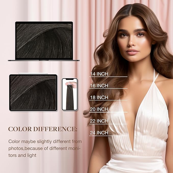 GOO GOO Micro Link Tip Hair Extensions Real Human Hair, 22inch 50g 50S, Cold Fusion Micro Link Tip Hair Extensions, Invisible Remy, 1C Mocha Brown