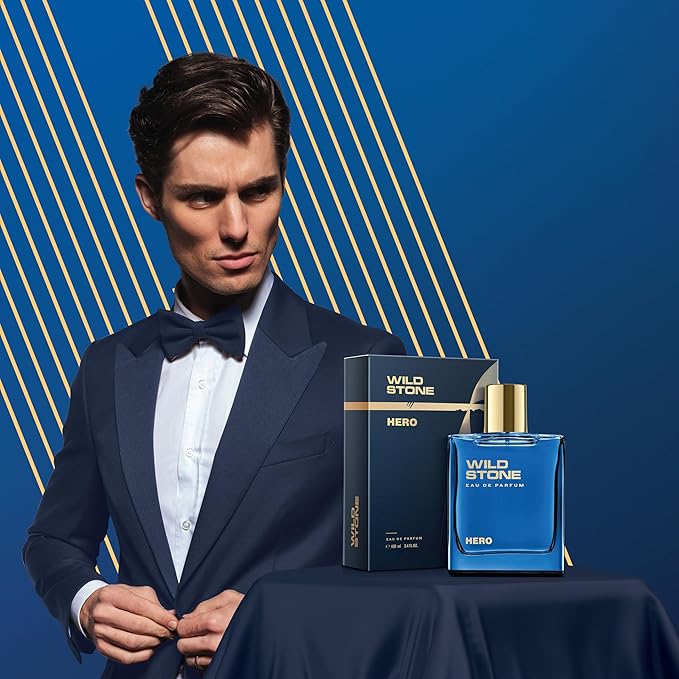 Wild Stone Hero Perfume for Men| Luxury Eau De Parfum | Long-Lasting Fragrance | Premium Perfume for Men | Infused with Aromatic & Marine Notes 100 ml 3.4 Fl oz | Vegan | Clean Ingredients