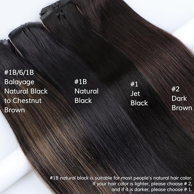 IDN BEAUTY Seamless Clip In Hair Extensions Human Hair Jet Black Real Remy Virgin Human Hair Seamless Clip Ins For Black Women PU Weft Invisible Edge Thick Soft Hair ST 110g 20 Inches