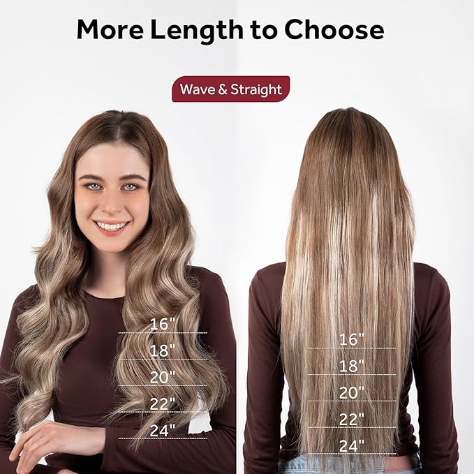Clip in Hair Extensions Real Human Hair, Silky Straight Remy Hair Extensions for Women, Balayage Walnut Brown to Ash Brown and Bleach Blonde #3TP8/613 16Inch 120G 7PCS