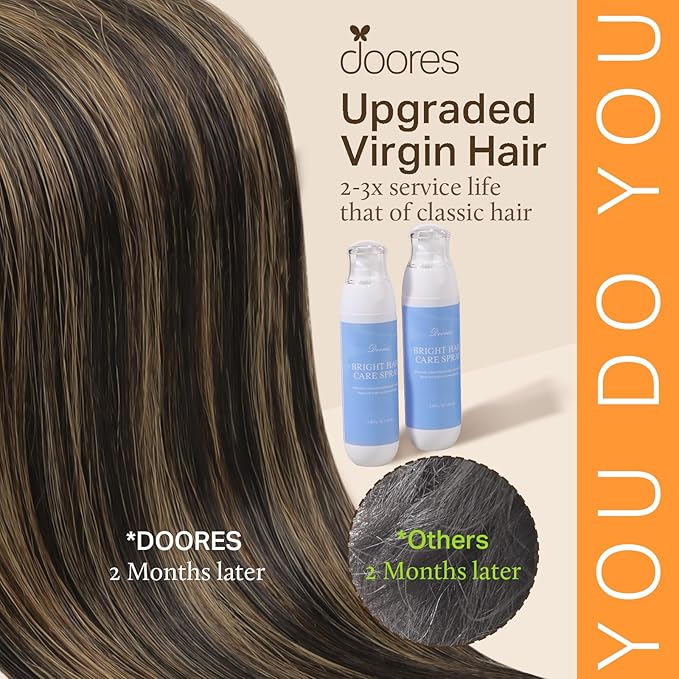 DOORES K Tip Hair Extensions Real Human Hair, Natural Black to Chestnut Brown 24 Inch 50g/50s, Invisible U Tip Natural Straight