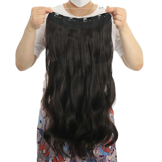 Invisible Wire Hair Extensions Transparent Wire Adjustable Size 4 Secure Clips Long Wavy Curly Secret Hairpiece 24 Inch for Women