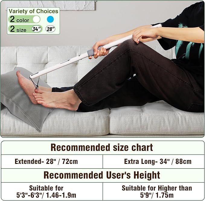 Long Handled Toenail Clippers，4mm Large Opening/No Need to Bending，for Seniors, Overweight, Disabled and Pregnant.(34" / White)