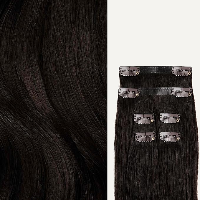 Luxy 100% Remy Human Hair Extensions for Thin Hair Thinning Hair Fill-Ins – 6 Seamless Wefts Multi-Dimensional Color Blend - Natural-Looking Volume & Coverage 95 grams 20" Mocha Brown Thinning