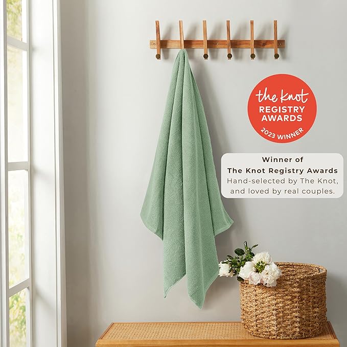 Great Bay Home 100% Cotton Oversized 2 Pack 68x35 Extra Large Towel Set - Absorbent, Quick-Drying, Durable Oversized Bath Sheets for Bathroom Décor (Mineral Blue)