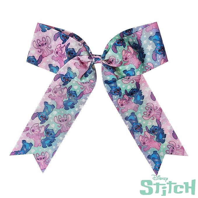 LUV HER Disney Stitch Hair Bows For Girls - One Large Printed Hair Bow Featuring your Favorite Stitch Characters - Alligator Clip - Large Bows for Daily Styling or Special Occasions, Ages 3+