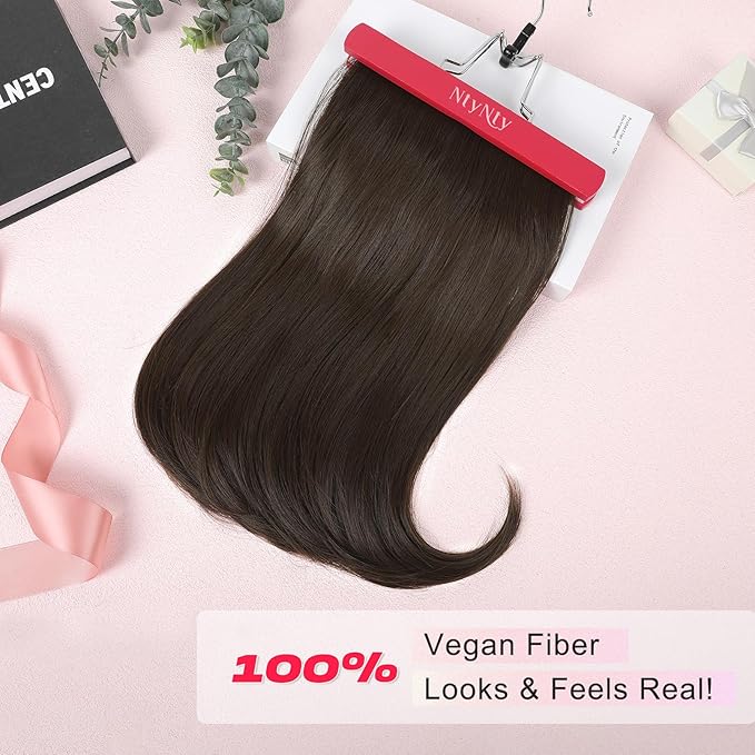 Hair Extensions, 4PCS 18" Clip in Hair Extensions Layered Cut Natural Lightweight Hairpieces with Thinner Softer Invisible Weft for Women - Chocolate Brown