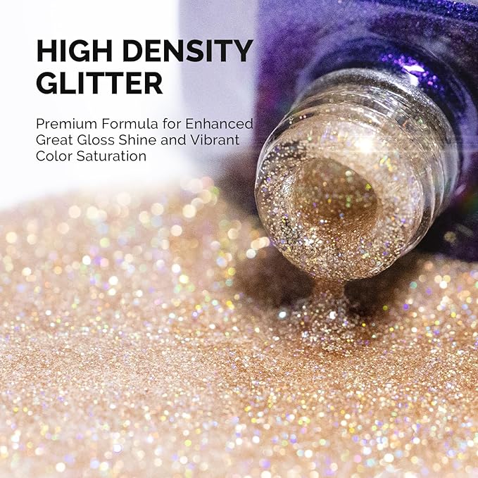 MelodySusie Galaliver Gold Glitter Gel Nail Polish, 15ML Sparkly Champagne Shimmer Gel Polish Soak Off UV LED Cured Long Lasting Gift for Women DIY Nail Design Nail Art Manicure X07