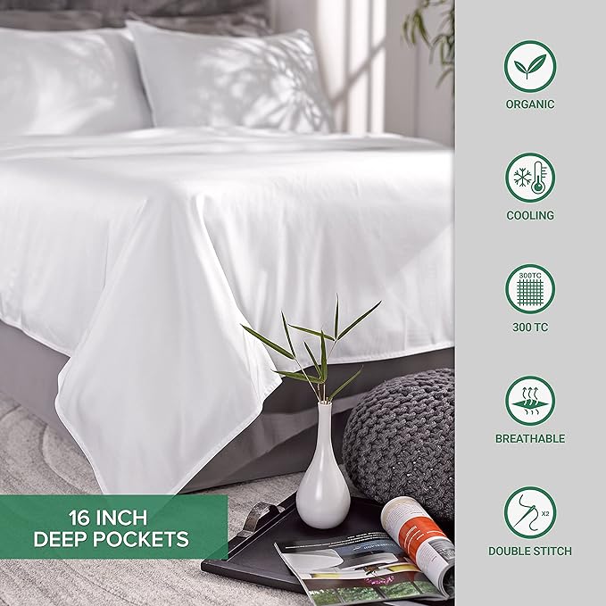 Pure Bamboo King Sheets, Genuine 100% Organic Viscose Derived from Bamboo Bed Sheet Set, Luxuriously Soft & Cooling, Double Stitching, 2 Year Quality Promise (King, Jacquard Stone)