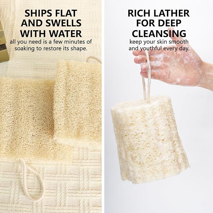 3PCS Egyptian Loofah Exfoliating Body Scrubber Natural Real Egyptian Shower Loofah Sponge for Women and Men Luffa Sponges for Face, Back & Body