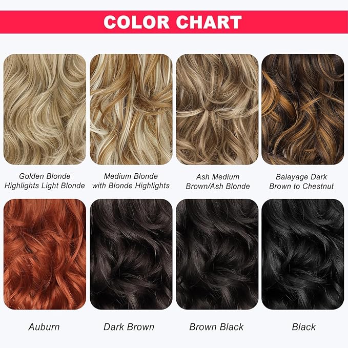 ALXNAN Long Wavy Hair Extensions for Women, Clip in Hair Extensions Clip Ins Soft Full Head Synthetic Hairpieces 20 Inch Light Brown mix Golden Blonde
