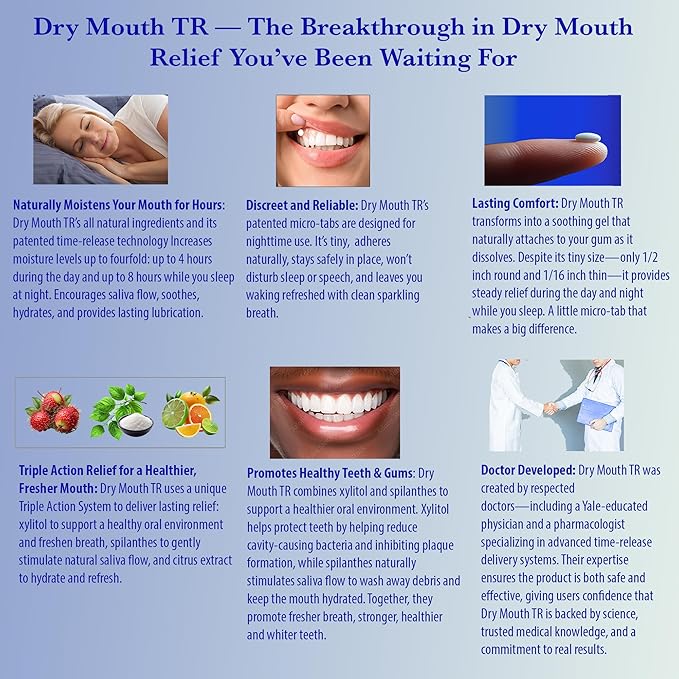 Dry Mouth TR by NeuOra Microceuticals: 8 Hour Time-Release Oral Micro Tabs, 3pk