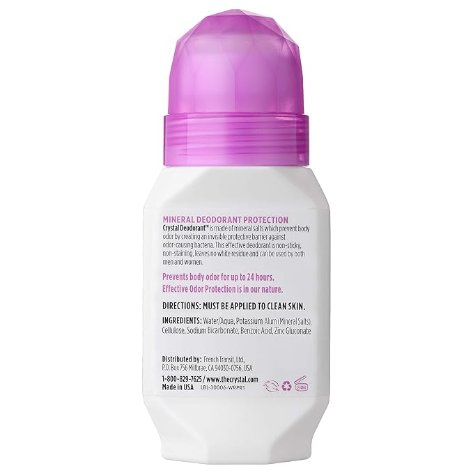 CRYSTAL Deodorant - Mineral Roll on Vegan Deodorant for Women and Men, Unscented - 2.25 fl. oz. (3 Pack) (Packaging May Vary)