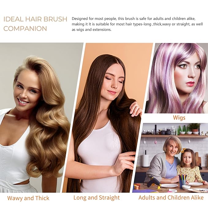 Hair Brush, Nylon and 100% First Cut Soft Boar Bristle Brush for Women Men Kids - Suitable for Fine/Thick/Long/Curly/Thinning/Wet/Dry Hair,Smooths Frizz and Enhance Shine & Salon-Quality