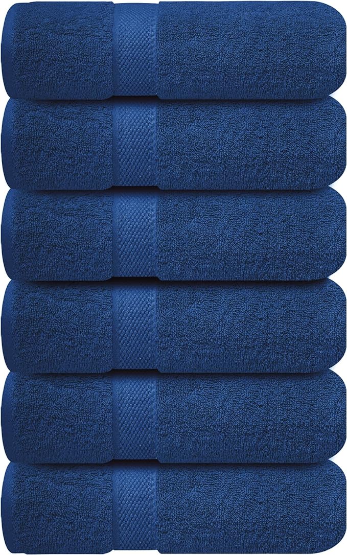 Infinitee Xclusives Hand Towels for Bathroom - Set of 6 (16x28 inches) 600 GSM, 100% Cotton Ultra Soft, Quick Drying, Hotel Quality Hand Towel Set (Tranquil Navy)