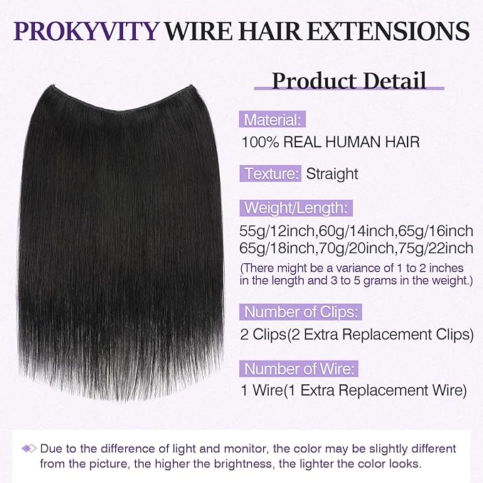 Halo Hair Extensions Real Human Hair,Halo Hair Extension 100% Human Hair, Wire Hair Extensions,Straight 01 Jet Black 16inch/65g
