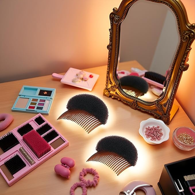 2 Pcs Women's Hair Styling Accessories - Soft Foam Hair Inserts, Bump Up Pads, Clip Bun Maker and Braid Tool Clips and Barrettes Hair Accessories
