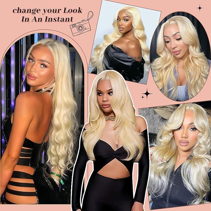 34 Inch Blonde Wig Human Hair 210 Density 613 13x6 Lace Front Wig Human Hair Blonde Body Wave HD Lace Front Wigs Human Hair Pre Plucked Frontal Wigs Human Hair 13x6 Glueless Wigs for Women
