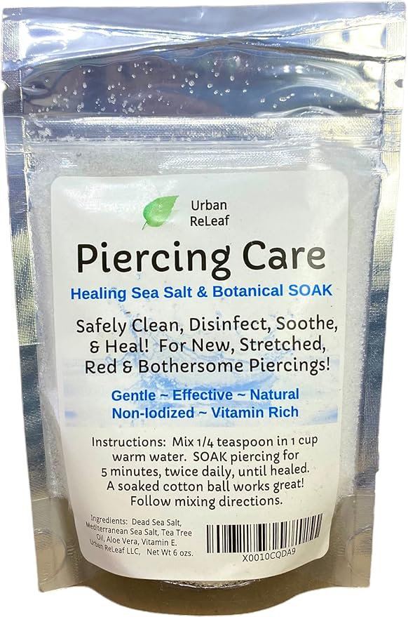 Urban ReLeaf Piercing Care 6 oz. Bag, Soothing Sea Salt & Botanical SOAK. Aftercare Solution Concentrate, Makes 90 Cups.